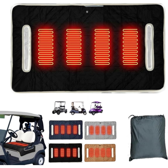 Heated Golf Cart Seat Cover,Non-Slip Winter Golf Cart Seat,Universal Fit, Easy Installation,4 Heating Zones, USB/Type-C Powered, Non-Slip & Waterproof, Ideal Golf Gift for Men