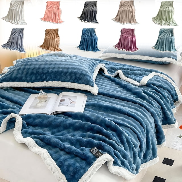 Manta Polar Suave | Doble Cara, Color Liso para Todas Las Estaciones | Cálida y Acogedora | Azul | 120 X 200 Cm | Lavable a Máquina | 0,8 Kg | Ideal para La Siesta En La Escuela y para Viajes