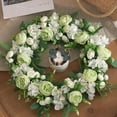 thumbnail image 4 of Corona de flores de peonía artificial, corona floral para decoración de interiores, adorno blanco Blanco Verde1, 4 of 9