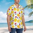 thumbnail image 5 of Xecao Strawberry Lemon print Hawaiian shirt - a stylish short-sleeve button-down for men, perfect for casual beach and tropical outings., 5 of 9