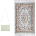 thumbnail image 2 of Muslim Prayer Rug Set with Beads and Bag, Elegant Ramadan Prayer Rug, 27.5x43.3 Inch Green, 2 of 7