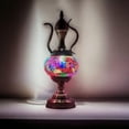 thumbnail image 3 of SILVERFEVER Mosaic Turkish Teapot Lamp Moroccan Glass for Table Desk Bedside Bronze Base Bundle with E12 Light Bulb Rainbow Clouds, 3 of 7