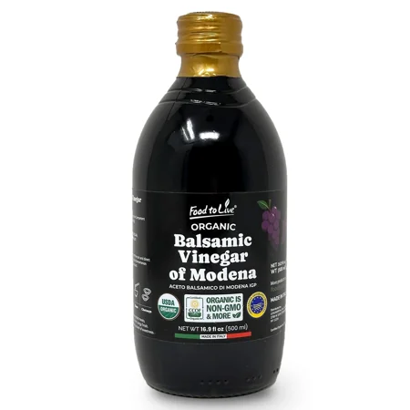 Organic Balsamic Vinegar of Modena 500 ml – Non-GMO Vegan (Pack of 1) - by Food To Live
