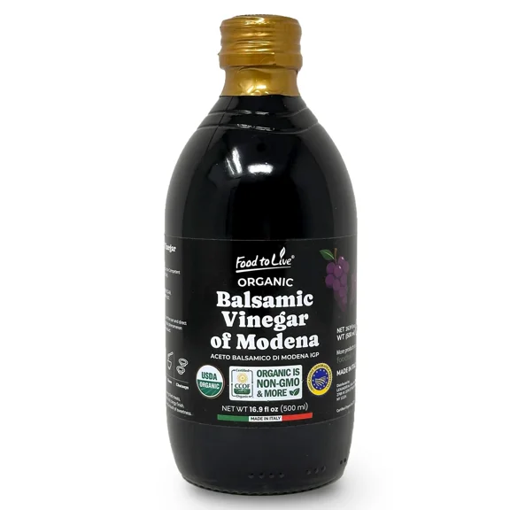 Organic Balsamic Vinegar of Modena, 500 ml – Non-GMO, Vegan (Pack of 1) - by Food To Live