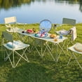thumbnail image 3 of 5-Piece Lawn Camping Chair Set with Table, 4 Folding Chairs, Cup Holders, Portable Bag & Large Insulated Cooler, 3 of 6