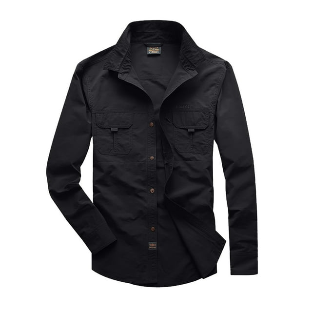 XDZJLR Men Shirts Fishing Long Sleeve Travel Work Summer Button Down Shirts for Men