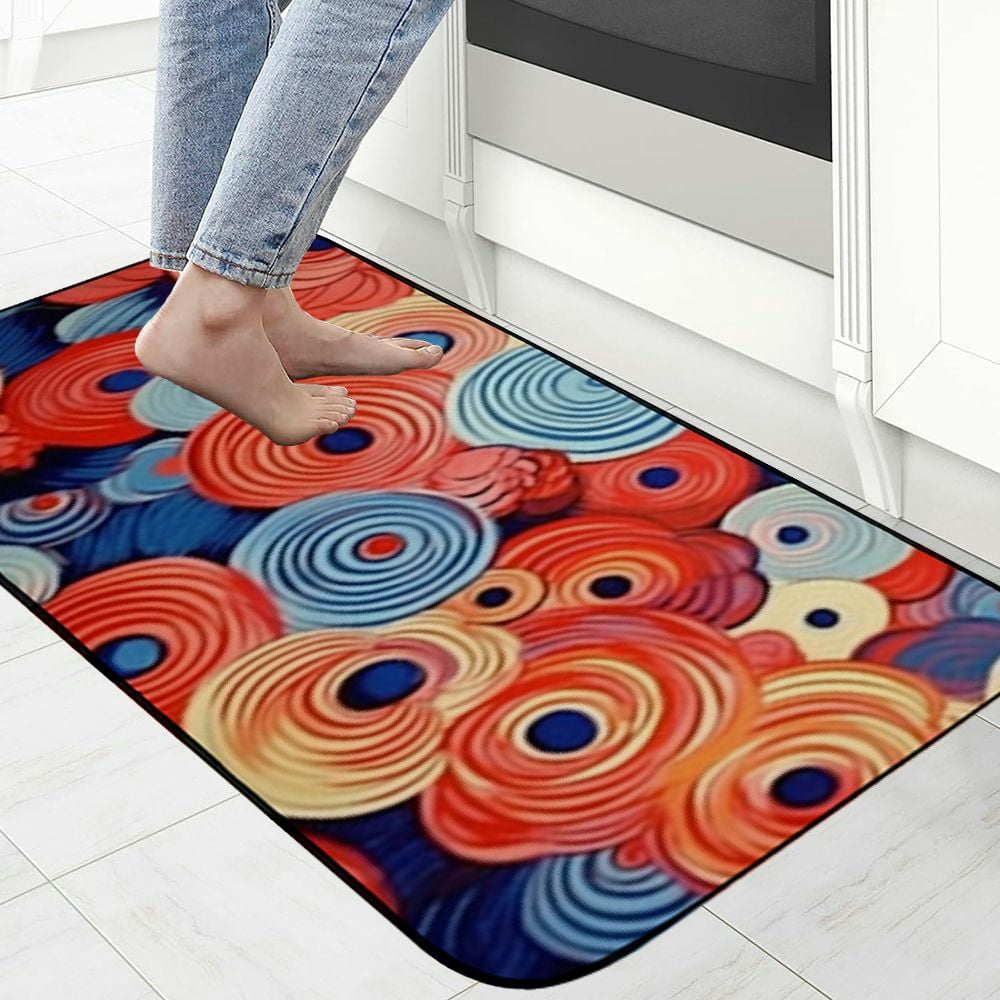 Qinduosi Vintage Floral Front Door Mat Welcome Mat, Non-Slip&amp;Absorbent Indoor Door Mats, Durable Rubber Backing Floor Doormat for Entryway, Patio, Porch, Orange Blue 19.68*47.24 in