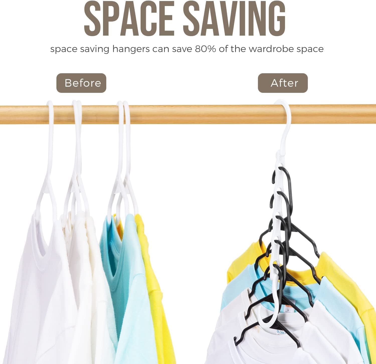 ACSTEP Space Saving Hangers,Closet Storage Hangers,20Pack, 7 Holes, White 