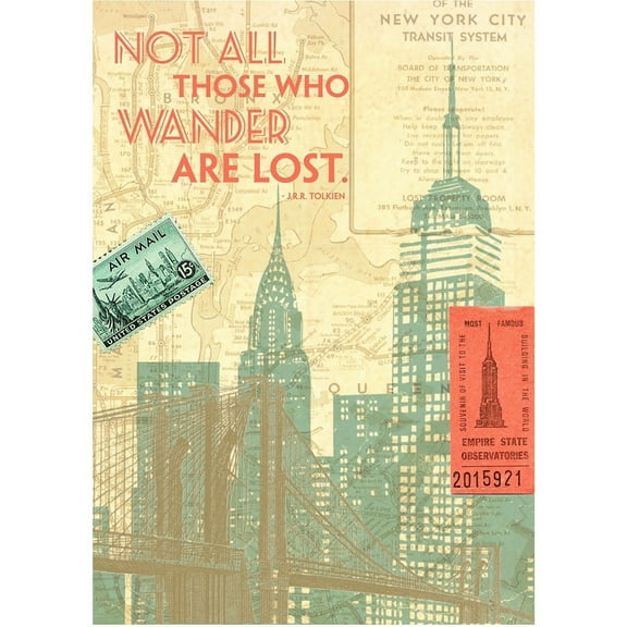 NYC NOT ALL THOSE WHO WANDER ARE LOST 6x8 Journal by Eccolo trade The Passport Collection