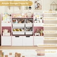 thumbnail image 5 of Hiphuta Kids Bookcase Toy Storage Organizer, Wooden Toy Organizer of 4 Bins& 2 Removable Drawers for Home Bedroom, Kids Bookshelf Toy Box for Grils with Book Rack, Pink, 5 of 9