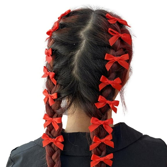 Yokua 15Pcs Solid Color Mini Bowknot Hair Clips for Women Girls Cute Bow Hair Clips