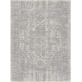 thumbnail image 2 of Hauteloom Peeta Boho Faded Vintage Look Oriental Medallion Area Rug - Farmhouse Traditional Floral Carpet for Living Room, Bedroom, Dining Room - Cream, Gray - 5'2" x 7', 2 of 9