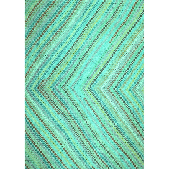 Ahgly Company Indoor Rectangle Southwestern Turquoise Blue Country Area Rugs, 6' x 9'