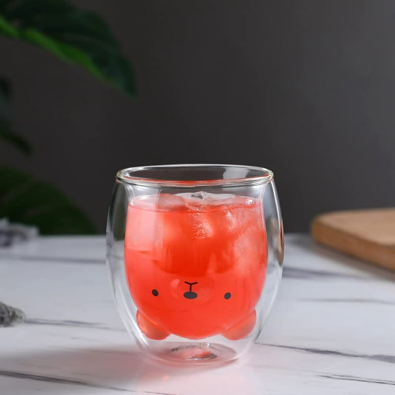 Kawaii Cute Bear Strawberry Glass Cup Set