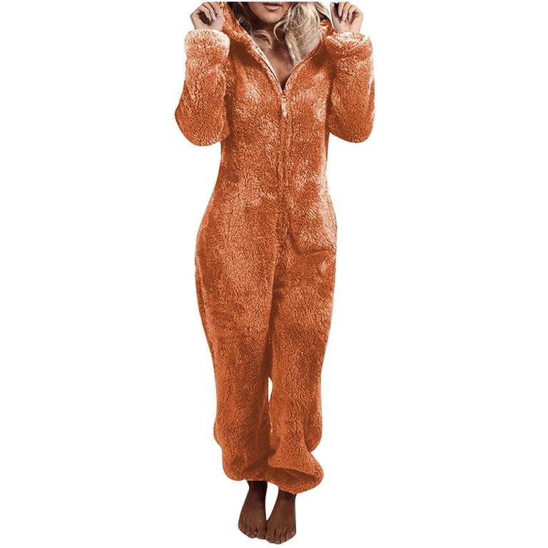 Women's Fleece Onesie Jumpsuit – Cozy All-in-One Pajama, Fun Animal Print Gift