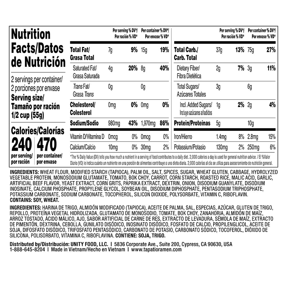 Tapatio Ramen Noodle Soup 3.7 oz, Original Flavor (Pack of 6) | Spicy Instant Ramen | Microwave Ready