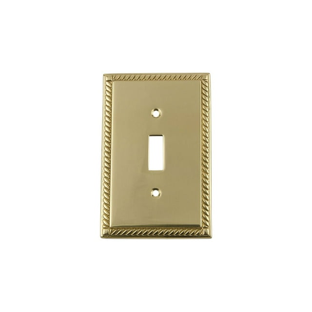 Nostalgic Warehouse 720106 Rope Switch Plate with Single Toggle, Unlacquered Brass
