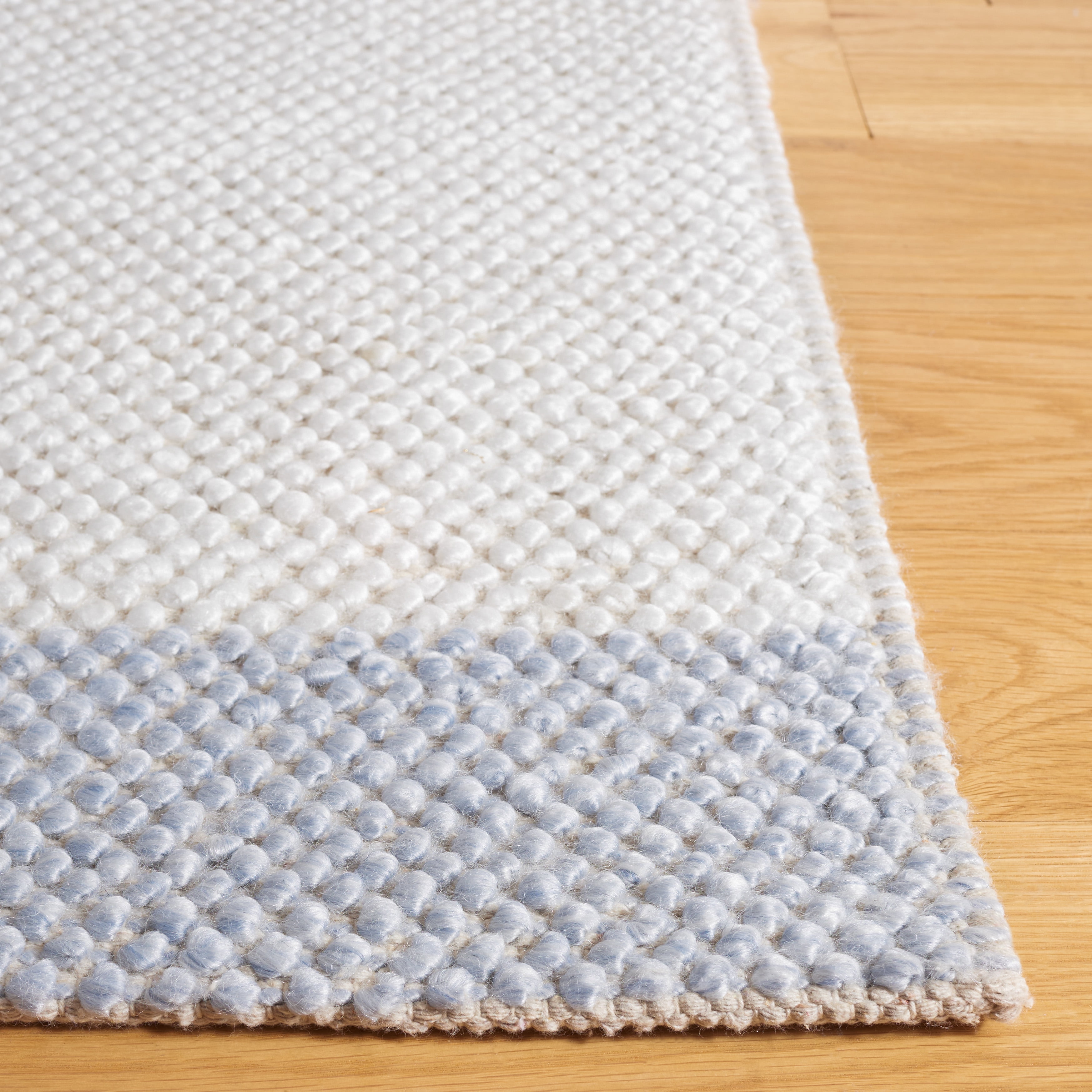 SAFAVIEH Natura Marina Striped Wool Area Rug, Ivory/Light Blue, 4' x 6'