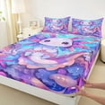 thumbnail image 3 of Castle Fairy Cartoon Axolotl 4 Pieces Queen Sheet Sets for Preppy Child,Ocean Salamander Ultra Soft Flat Sheet,Kawaii Marine Animal Queen Fitted Sheet,Microfiber Bedroom Decor, 3 of 7