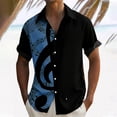 thumbnail image 2 of Telankuip Men's Tropical Musical Note Print Short Sleeve Shirts Summer Short Sleeve Button down Beach Top Relaxed Fit Breathable Music Festival Stylish Casual Wear Navy XL, 2 of 4