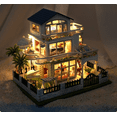 thumbnail image 3 of DIY Miniature Doll House Model Set ,LED Lighting Mini Dollhouse Kit with Furniture,Wooden Villa Model Craft Model Kits for Adults,Birthday Gift/Home Decor for Family Friends, 3 of 14