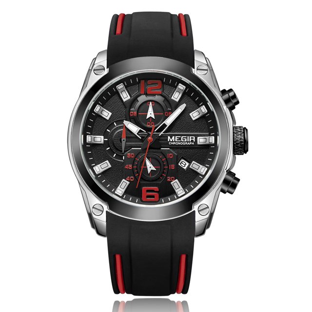 MEGIR 2063 Cronógrafo luminoso multifuncional 3ATM Reloj deportivo impermeable para hombre Abanopi Reloj de los hombres
