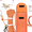Orange-B 70FT, variant on KATOLK 50 ft Heavy Duty Dog Run Cable Trolley System with Carrying Case, Up to 300 lb, Reflective