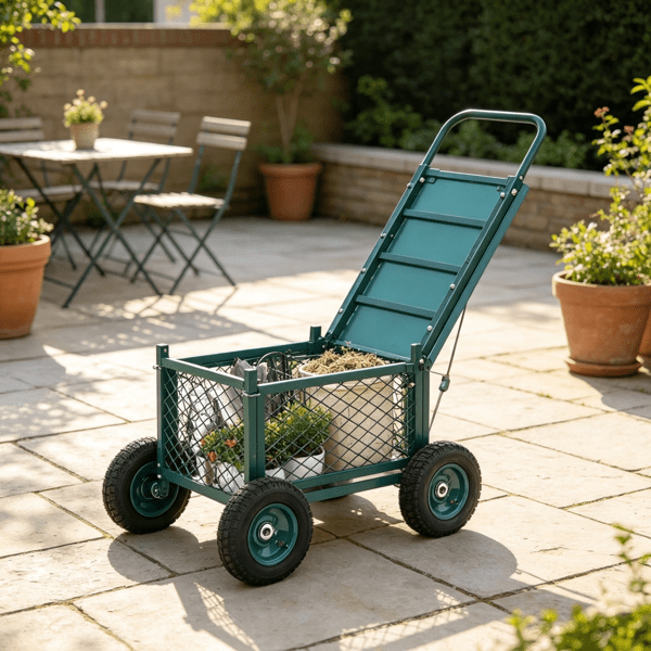 Rolling Garden Cart with Seat, 400 lbs Capacity, Heavy-Duty Wheeled Work Stool, for Lawn, Patio & Backyard