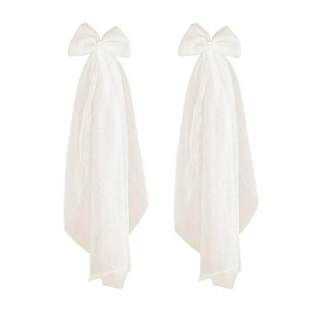 2 piezas de velos de hombro para vestido de novia, accesorios para vestidos, suministros de fiesta, chal corto Beige Blanco