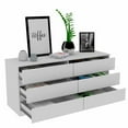thumbnail image 3 of Atlin Designs Modern 6-Drawer Wood Bedroom Double Dresser in White, 3 of 6