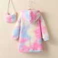 thumbnail image 4 of GYRATEDREAM Toddler Baby Girl's Hooded Dress with Crossbody Bag Outfit Kids Warm Thicken Fuzzy Fleece Gradient Color Princess Dress Children Winter Clothes for 4-8 Years, 4 of 9