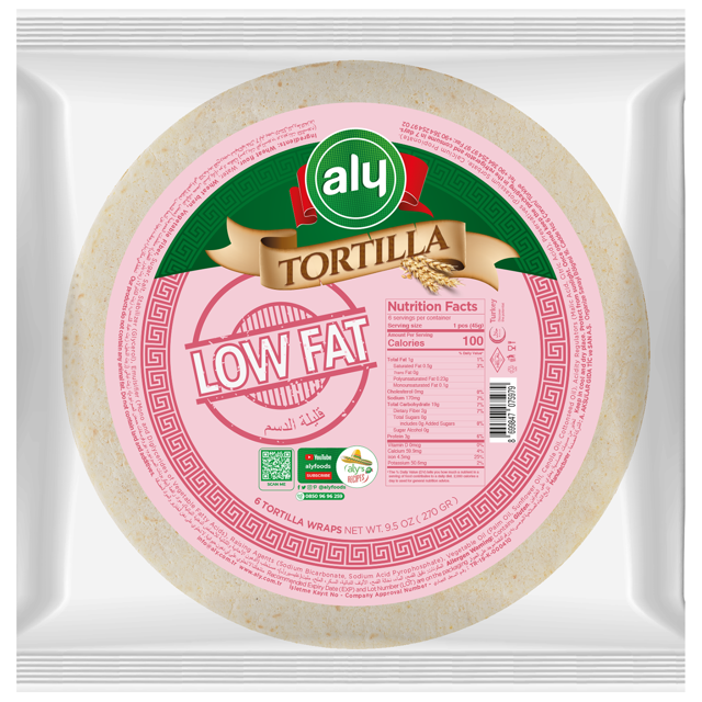 Aly Low Fat Tortilla 8" Size 6 Count Each Pack Healthy, Quick and