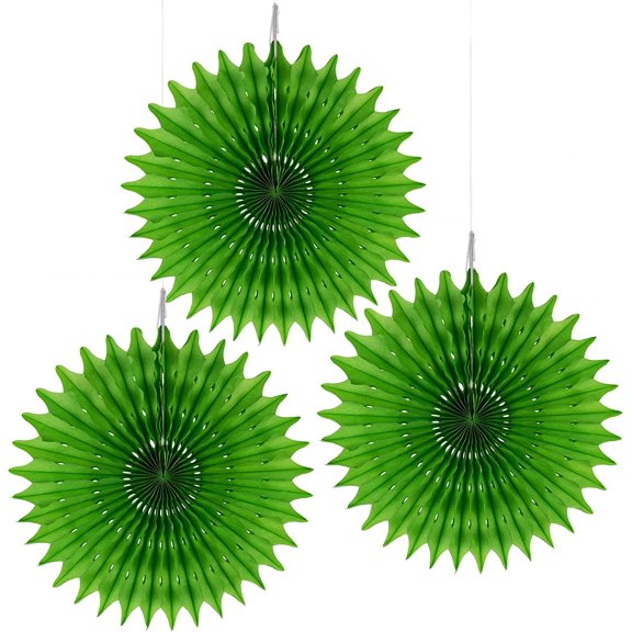 Set of 3-16" Green Paper Tissue Rosettes Fan Medallions Hanging Home Decoration Wedding Party (3 Pack)