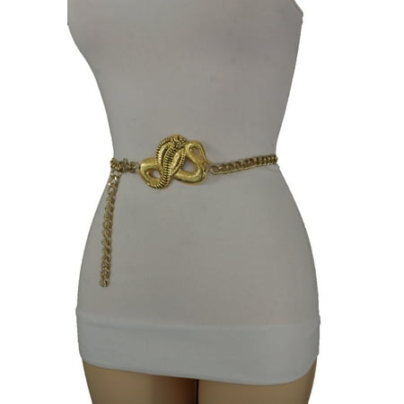 Alwaystyle4you - Women High Waist Hip Gold Plus Size Fashion Belt Metal Chain Cobra Snake M L XL ...