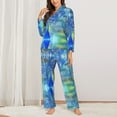 thumbnail image 2 of Pajamas for Women Sets, Peacock Lounge Sets Long Sleeve Button Down Night Shirts Sleepwear Pjs, 2 of 6