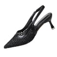 thumbnail image 2 of Miluxas Womens Lace Mesh Slingback Heels Closed Pointed Toe Wedding Pumps Kitten Heel Bridal Dress Shoes Black 9(42), 2 of 9