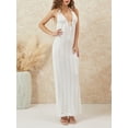thumbnail image 5 of Cenuakty Womenacute;s Summer Long Evening Dress White Sleeveless Halter Neck Crochet Hollow Tie Up Party Dress, 5 of 9