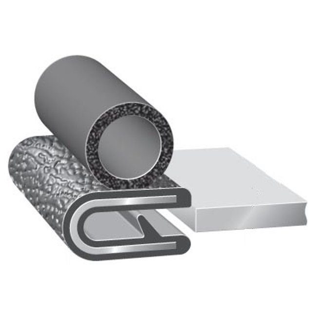 Trim-Lok Multi Purpose Weather Stripping 3100B3X1/8A-25 Roll; 25 Foot Length; PVC; For Sealing Luggage Doors/Tool Boxes/Tonneau Covers; With 1/8 Inch Sponge Rubber Bulb; Fits 1/8 Inch Edge