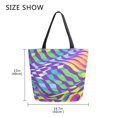 thumbnail image 5 of FORMRS Womens Canvas Tote Bag with Zipper Inner Pocket Shoulder Handbag, Green Wavy Pattern, 5 of 7