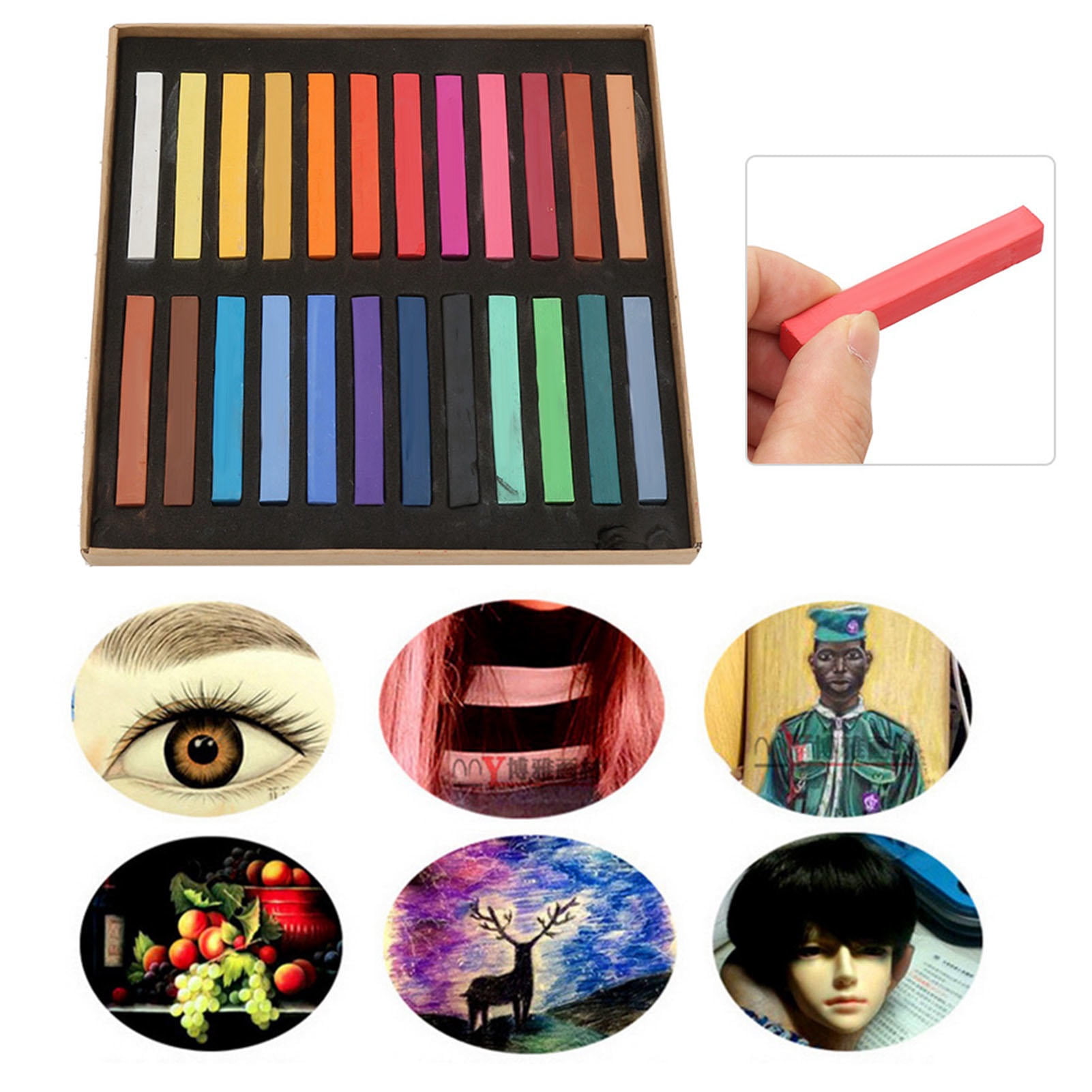 Rupoun Fluorescent Chalk Rods – 48 Color Set for Painting, Graffiti, Hair Dye & Sketching