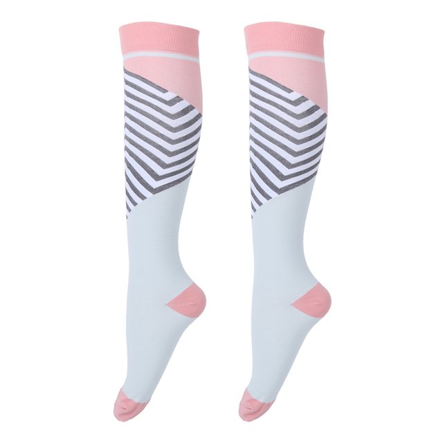 Chaussettes Stretch Marathon, Bas de Compression, Élasticité, Manches, Bas Stretch, Cyclisme, Course à Pied pour les Athlètes de Jogging Sport Rose Bleu S/M
