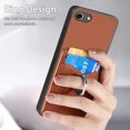 thumbnail image 6 of Carbon Fiber Patterned Case for iPhone 7 Plus, iPhone 8 Plus, Wallet case with [360°Rotation Ring Kickstand] Credit Card Holder,PU Leather Shockproof Cover Women Men, Brown, 6 of 8