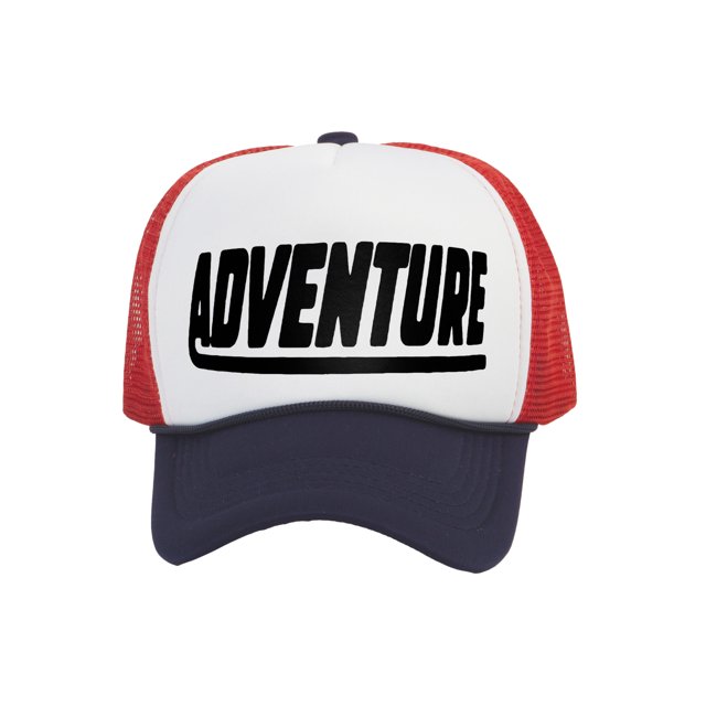 Men's Adventure Hat Outdoor Trucker Cap, White/Red/Navy