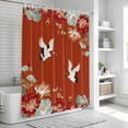 thumbnail image 6 of Red Crane Shower Curtain, Waterproof Shower Curtains for Bathroom, Vintage Red Teal Spring Floral Botanical Washable Fabric Bathtub Curtain Set Bath Decor with 12 Hooks Stall 36"x72", 6 of 8