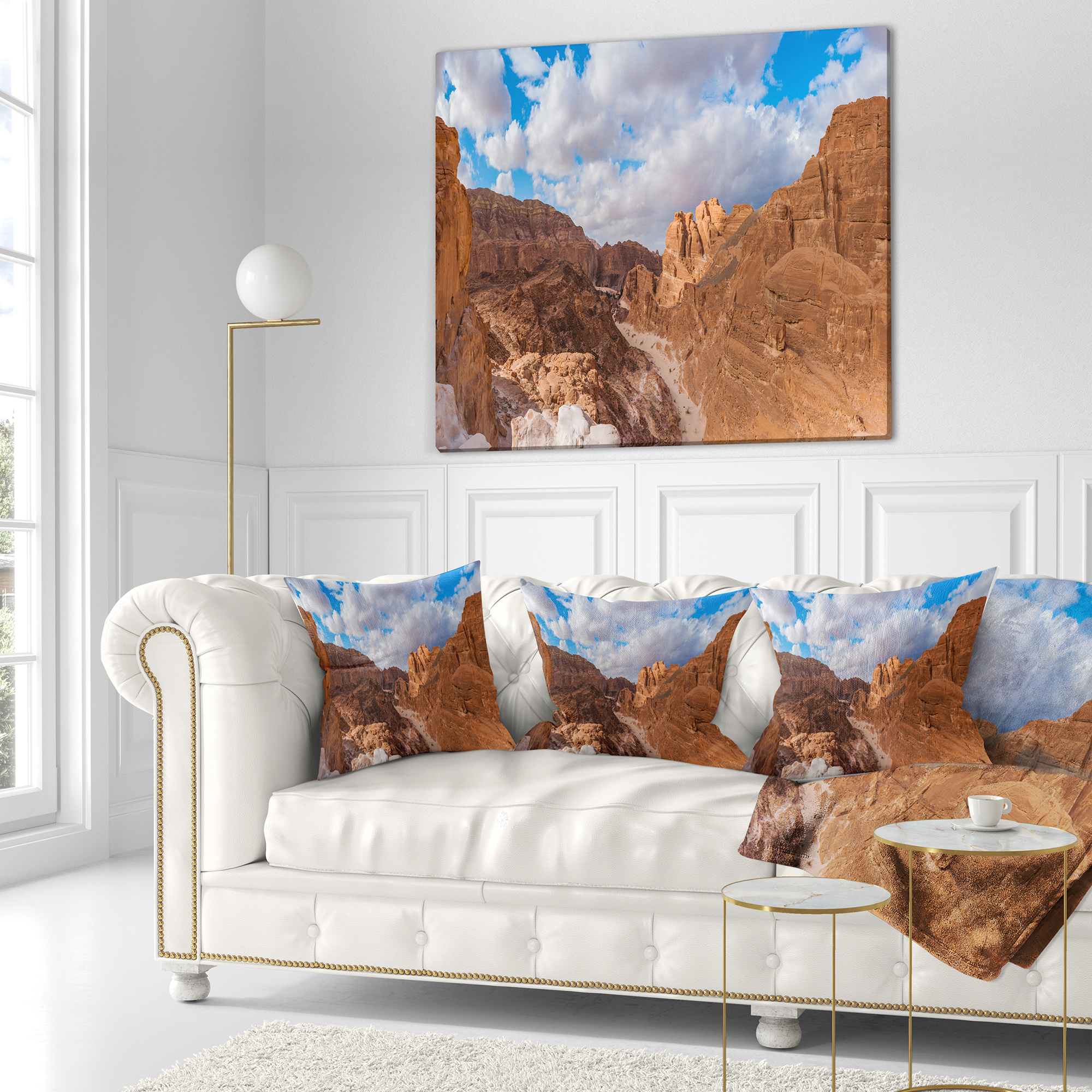 Designart White Canyon at South Sinai Egypt - Landscape Printed Throw Pillow - 16x16
