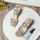 thumbnail image 1 of Sandalias de tacón medio, zapatos de verano 2023 para mujer, sandalias transparentes con hebilla Sexy a la moda para mujer, zapatos de mujer con cadena de tacón cuadrado39 Gao Jinjia LED, 1 of 2