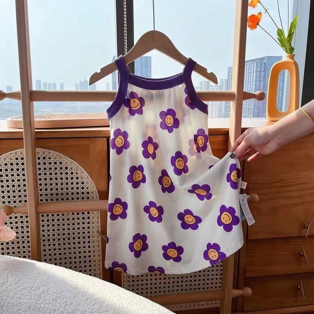 Falda de tirantes de seda de hielo de verano para niñas, falda de princesa para niñas, vestido grande para niñas, camisón de tesoro para mujeres