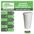 thumbnail image 2 of EcoQuality 20 oz White Hot Drink Paper Cups with White Dome Lids - Disposable Paper Coffee Cups perfect for Tea, Latte's, Coffee Shops, Restaurant Grade (300), 2 of 4