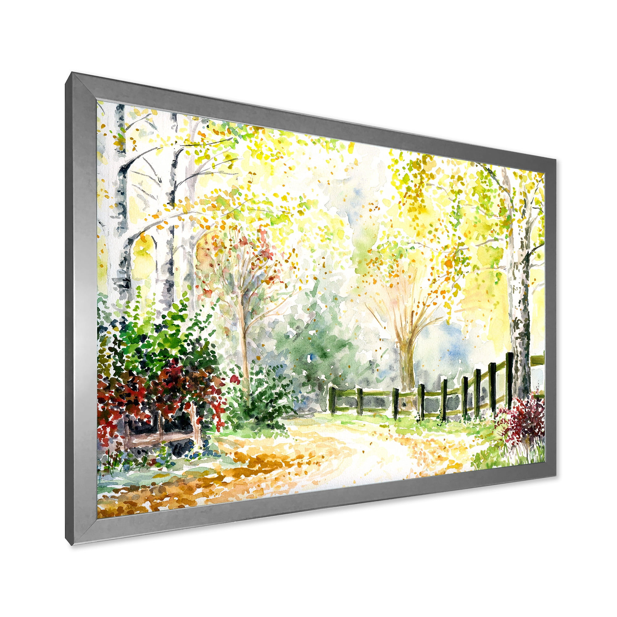 Designart 'Autumn Countryside The Afternoon Landscape' Traditional Framed Art Print