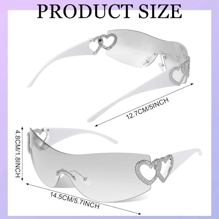 ZYHH, 3 pcs Y2K Rimless Sunglasses, UV400, Trendy Wrap  display picture 3